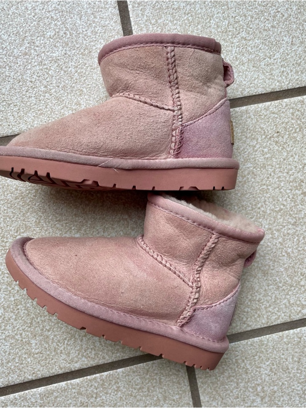 UGG Kids Pink Suede Classic Short Boots